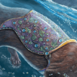 All That Glitters..., painted by renowned UK fantasy artist Ann Richmond, is a stunning and evocative piece of fantasy art featuring an otter in pursuit of golden carp, blissfully unaware of the 'real' treasure that lies forgotten below. Part of the Otherwurlde Collection—and created in collaboration with writer Gary Hyland—the piece transports viewers into a magical realm where armoured animals and evocative narratives come to life. Offered as affordable art with story, collectors can choose between the original artwork and an exclusive range of fine-art prints. Discover the enchantment at Otherwurlde.com.