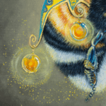 Moonflower, painted by renowned UK fantasy artist Ann Richmond, is a stunning and evocative piece of fantasy art featuring a clever bumblebee as it tricks a delicate flower into blooming, allowing it to retrieve its precious pollen. Part of the Otherwurlde Collection—and created in collaboration with writer Gary Hyland—the piece transports viewers into a magical realm where armoured animals and evocative narratives come to life. Offered as affordable art with story, collectors can choose between the original artwork and an exclusive range of fine-art prints. Discover the enchantment at Otherwurlde.com.