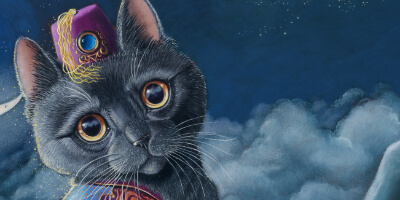 Mystic Mog, painted by renowned UK fantasy artist Ann Richmond, is a mysterious and charming piece of fantasy art featuring a fortune-telling Black Cat who may not be as clever as she thinks! Part of the Otherwurlde Collection—and created in collaboration with writer Gary Hyland—the piece transports viewers into a magical realm where armoured animals and evocative narratives come to life. Offered as affordable art with story, collectors can choose between the original artwork and an exclusive range of fine-art prints. Discover the enchantment at Otherwurlde.com.