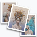 From Whispers to Wings: This dreamlike fantasy artwork invites viewers into Otherwurlde—a realm where armoured animals and hidden stories unfold. In this enchanting triptych, Approach, Arrival, and Ascension, a young woman’s journey to embrace a single, elusive idea is symbolised by a blue butterfly, gradually revealed amidst a cloud of monarchs. Part of the Otherwurlde Collection, this fantasy art limited edition piece—conceived by renowned UK fantasy artist Ann Richmond and writer Gary Hyland—transports viewers into a magical realm where armoured animals and evocative narratives come to life. Offered as affordable art with story, collectors can choose between the original artwork and an exclusive range of fine-art prints. Discover the enchantment at Otherwurlde.com.