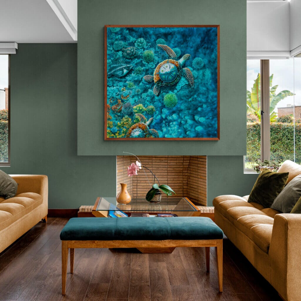 Steady As We Go... painted by renowned UK fantasy artist Ann Richmond, features a Green Sea Turtle as it 'flies' over a submerged cliff, in good company. In a scene rich with symbolism and emotion, it reinforces the notion that we're never alone; that any difficulty can be shared. Part of the Otherwurlde Collection—and created in collaboration with writer Gary Hyland—the piece transports viewers into a magical realm where armoured animals and evocative narratives come to life. Offered as affordable art with story, collectors can choose between the original artwork and an exclusive range of fine-art prints. Discover the enchantment at Otherwurlde.com.