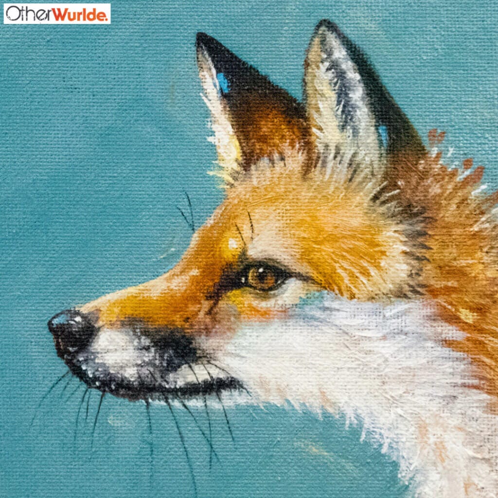 With its distinctive purple & white bell, the Snakes Head Fritillary flourishes throughout our part of the UK so, naturally, we wanted to feature it in a painting. The result - 'The Fox and the Fritillary...' - is an endearing, timeless portrait featuring an inquisitive young Fox Cub as it encounters its first Fritillary... Painted by renowned UK wildlife artist Ann Richmond, the piece comes alive with vibrant brush strokes over a richly textured canvas, capturing the delicate interplay of nature in a moment of quiet wonder. Each piece in The Wylde Ones is rendered in Richmond’s fresh, energetic, and gestural new style—a deliberate departure from her works in The Otherwurlde Collection. The backgrounds are carefully matched to hues from a heritage palette we affectionately call “Barrow & Fall”; complementing these striking and distinctive portrayals of British wildlife. Discover the original works and fine-art prints at Otherwurlde.com.