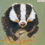 'Feeling Fruity!', features an energetic badger as it gallops towards the viewer... Or has it spotted the enticing bunch of Victoria plums instead? Look closer and you'll spot something else that's already found it! Painted by renowned UK wildlife artist Ann Richmond, the artwork comes alive with vibrant brush strokes over a richly textured canvas, capturing the delicate interplay of nature in a moment of quiet wonder. Each piece in The Wylde Ones is rendered in Richmond’s fresh, energetic, and gestural new style—a deliberate departure from her works in The Otherwurlde Collection. The backgrounds are carefully matched to hues from a heritage palette we affectionately call “Barrow & Fall”; complementing these striking and distinctive portrayals of British wildlife. Discover the original works and fine-art prints at Otherwurlde.com.