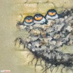 'Homeward Bound...' features a Swallow as it swoops back up to the nest, where three hungry chicks await! Inspired by the very nest which clings to the wall outside the studio of renowned UK wildlife artist Ann Richmond, the artwork comes alive with vibrant brush strokes over a richly textured canvas, capturing the delicate interplay of nature in a moment of quiet wonder. Each piece in The Wylde Ones is rendered in Richmond’s fresh, energetic, and gestural new style—a deliberate departure from her works in The Otherwurlde Collection. The backgrounds are carefully matched to hues from a heritage palette we affectionately call “Barrow & Fall”; complementing these striking and distinctive portrayals of British wildlife. Discover the original works and fine-art prints at Otherwurlde.com.