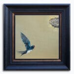 'Homeward Bound...' features a Swallow as it swoops back up to the nest, where three hungry chicks await! Inspired by the very nest which clings to the wall outside the studio of renowned UK wildlife artist Ann Richmond, the artwork comes alive with vibrant brush strokes over a richly textured canvas, capturing the delicate interplay of nature in a moment of quiet wonder. Each piece in The Wylde Ones is rendered in Richmond’s fresh, energetic, and gestural new style—a deliberate departure from her works in The Otherwurlde Collection. The backgrounds are carefully matched to hues from a heritage palette we affectionately call “Barrow & Fall”; complementing these striking and distinctive portrayals of British wildlife. Discover the original works and fine-art prints at Otherwurlde.com.