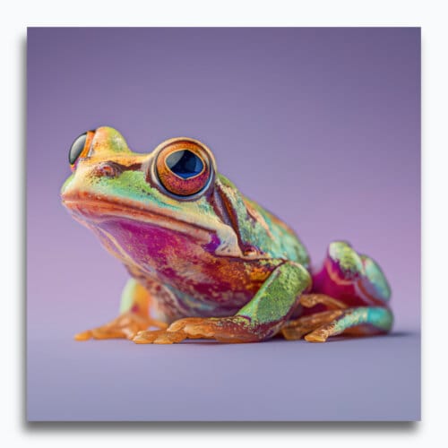 Froglet, created by innovative UK digital artist Gary Hyland, captures the stunning innocence of a little Green Froglet, delicately colour-tinted to harmonise with a graduated violet background. This enchanting piece from the Fauna Collection celebrates the purity and charm of nature through a minimalist yet captivating composition, where the subtle green, yellow & purple accents in the Frog's skin resonate with the backdrop. An impossibly cute and gentle vision, Froglet transports us to a timeless, unspoiled realm of natural beauty, blended with a subtle twist of colour. Discover original artworks and fine-art prints from this endearing series at Otherwurlde.com.