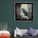 Ravensong… painted by UK fantasy artist Ann Richmond, presents a striking raven at rest within the scribing hall of the Otherwurlde. Usually intent on engraving guidance upon the legendary Pearls of Wisdom, here it pauses—head cocked, beak poised—as though weighing what the next rune should reveal. A golden shaft of light illuminates the shelves and urns around it, symbols of the knowledge entrusted to this enigmatic guardian. The painting reflects an old truth: a bird does not sing because it has an answer, but because it has a song. In this moment of stillness, the raven’s presence suggests that wisdom lies not in final answers, but in the ongoing song itself—the search, the patience, the story unfolding. Part of the Otherwurlde Collection—created in collaboration with writer Gary Hyland—Ravensong invites collectors into a world where armoured animals and hidden narratives converge. Available as the original artwork and in a limited range of fine-art prints. Discover more at Otherwurlde.com.