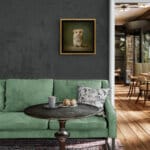 Dormouse Pup, created by innovative UK digital artist Gary Hyland, captures the stunning innocence of a baby Dormouse, delicately placed against a smoothly graduated, earthy olive-green background. This enchanting piece from the Fauna Collection celebrates the purity and charm of nature through a minimalist yet captivating composition, where the subtle accents in the mouse's pelt resonate with the backdrop. An impossibly cute and gentle vision, Dormouse Pup transports us to a timeless, unspoiled realm of natural beauty, blended with a subtle twist of colour. Discover original artworks and fine-art prints from this endearing series at Otherwurlde.com.