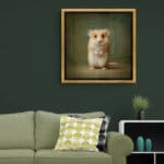 Dormouse Pup, created by innovative UK digital artist Gary Hyland, captures the stunning innocence of a baby Dormouse, delicately placed against a smoothly graduated, earthy olive-green background. This enchanting piece from the Fauna Collection celebrates the purity and charm of nature through a minimalist yet captivating composition, where the subtle accents in the mouse's pelt resonate with the backdrop. An impossibly cute and gentle vision, Dormouse Pup transports us to a timeless, unspoiled realm of natural beauty, blended with a subtle twist of colour. Discover original artworks and fine-art prints from this endearing series at Otherwurlde.com.