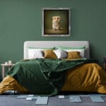 Dormouse Pup, created by innovative UK digital artist Gary Hyland, captures the stunning innocence of a baby Dormouse, delicately placed against a smoothly graduated, earthy olive-green background. This enchanting piece from the Fauna Collection celebrates the purity and charm of nature through a minimalist yet captivating composition, where the subtle accents in the mouse's pelt resonate with the backdrop. An impossibly cute and gentle vision, Dormouse Pup transports us to a timeless, unspoiled realm of natural beauty, blended with a subtle twist of colour. Discover original artworks and fine-art prints from this endearing series at Otherwurlde.com.