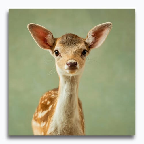 Fallow Deer Fawn, created by innovative UK digital artist Gary Hyland, captures the stunning innocence of a baby fallow deer, delicately drawn to harmonise with a graduated, earthy sage-green background. This enchanting piece from the Fauna Collection celebrates the purity and charm of nature through a minimalist yet captivating composition, where the subtle gingery-brown accents in the deer's hide resonate with the backdrop. An impossibly cute and gentle vision, Fallow Deer Fawn transports us to a timeless, unspoiled realm of natural beauty, blended with a subtle twist of colour. Discover original artworks and fine-art prints from this endearing series at Otherwurlde.com.