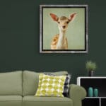 Fallow Deer Fawn, created by innovative UK digital artist Gary Hyland, captures the stunning innocence of a baby fallow deer, delicately drawn to harmonise with a graduated, earthy sage-green background. This enchanting piece from the Fauna Collection celebrates the purity and charm of nature through a minimalist yet captivating composition, where the subtle gingery-brown accents in the deer's hide resonate with the backdrop. An impossibly cute and gentle vision, Fallow Deer Fawn transports us to a timeless, unspoiled realm of natural beauty, blended with a subtle twist of colour. Discover original artworks and fine-art prints from this endearing series at Otherwurlde.com.