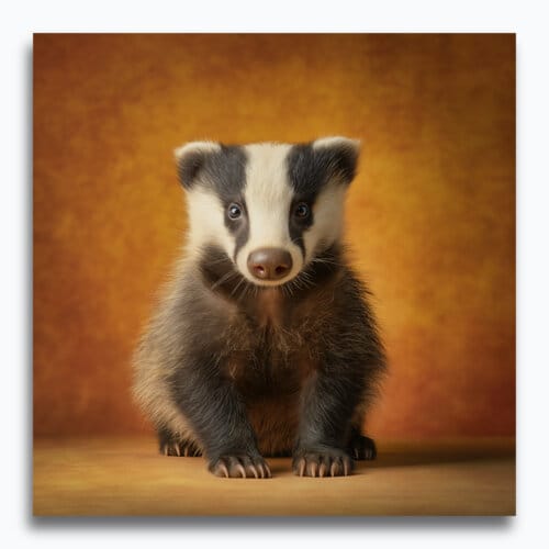 Badger Cub, created by innovative UK digital artist Gary Hyland, captures the stunning innocence of a baby Badger, delicately colour-tinted to harmonise with a soft, graduated yellow background. This enchanting piece from the Fauna Collection celebrates the purity and charm of nature through a minimalist yet captivating composition, where the pale orange accents in the badger's fur resonate with the serene backdrop. An impossibly cute and gentle vision, Badger Cub transports us to a timeless, unspoiled realm of natural beauty, blended with a subtle twist of colour. Discover original artworks and fine-art prints from this endearing series at Otherwurlde.com.