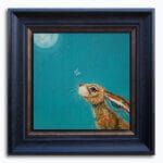 “Moongazing…” captures a quietly evocative moment as a hare stretches its neck, transfixed by the glow of a full moon. A pale moth drifts past its nose, unnoticed, as the hardy creature remains utterly absorbed in the mystery of the night sky. Painted by renowned UK wildlife artist Ann Richmond, the artwork comes alive with vibrant brush strokes over a richly textured canvas, capturing the delicate interplay of nature in a moment of quiet wonder. Each piece in The Wylde Ones is rendered in Richmond’s fresh, energetic, and gestural new style—a deliberate departure from her works in The Otherwurlde Collection. The backgrounds are carefully matched to hues from a heritage palette we affectionately call “Barrow & Fall”; complementing these striking and distinctive portrayals of British wildlife. Discover the original works and fine-art prints at Otherwurlde.com.