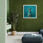 Leveret, created by innovative UK digital artist Gary Hyland, captures the stunning innocence of a baby hare, delicately colour-tinted to harmonise with a soft, graduated blue background. This enchanting piece from the Fauna Collection celebrates the purity and charm of nature through a minimalist yet captivating composition, where the blue accents in the leveret’s fur resonate with the serene backdrop. An impossibly cute and gentle vision, Leveret transports us to a timeless, unspoiled realm of natural beauty, blended with a subtle twist of colour. Discover original artworks and fine-art prints from this endearing series at Otherwurlde.com.