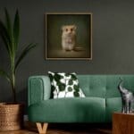 Dormouse Pup, created by innovative UK digital artist Gary Hyland, captures the stunning innocence of a baby Dormouse, delicately placed against a smoothly graduated, earthy olive-green background. This enchanting piece from the Fauna Collection celebrates the purity and charm of nature through a minimalist yet captivating composition, where the subtle accents in the mouse's pelt resonate with the backdrop. An impossibly cute and gentle vision, Dormouse Pup transports us to a timeless, unspoiled realm of natural beauty, blended with a subtle twist of colour. Discover original artworks and fine-art prints from this endearing series at Otherwurlde.com.