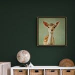 Fallow Deer Fawn, created by innovative UK digital artist Gary Hyland, captures the stunning innocence of a baby fallow deer, delicately drawn to harmonise with a graduated, earthy sage-green background. This enchanting piece from the Fauna Collection celebrates the purity and charm of nature through a minimalist yet captivating composition, where the subtle gingery-brown accents in the deer's hide resonate with the backdrop. An impossibly cute and gentle vision, Fallow Deer Fawn transports us to a timeless, unspoiled realm of natural beauty, blended with a subtle twist of colour. Discover original artworks and fine-art prints from this endearing series at Otherwurlde.com.