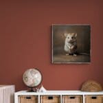 Fieldmouse Pup, created by innovative UK digital artist Gary Hyland, captures the stunning innocence of a baby Fieldmouse, delicately colour-tinted to harmonise with a mottled chestnut-brown background. This enchanting piece from the Fauna Collection celebrates the purity and charm of nature through a minimalist yet captivating composition, where the subtle ginger accents in the mouse's fur resonate with the backdrop. An impossibly cute and gentle vision, Fieldmouse Pup transports us to a timeless, unspoiled realm of natural beauty, blended with a subtle twist of colour. Discover original artworks and fine-art prints from this endearing series at Otherwurlde.com.