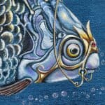 Quicksilver!, painted by renowned UK fantasy artist Ann Richmond, is a stunning and captivating piece of fantasy art featuring an Oranda carp and a hopeful frog in pursuit of a swift barracuda. Part of the Otherwurlde Collection—and created in collaboration with writer Gary Hyland—the piece transports viewers into a magical realm where armoured animals and evocative narratives come to life. Offered as affordable art with story, collectors can choose between the original artwork and an exclusive range of fine-art prints. Discover the enchantment at Otherwurlde.com.