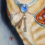 One Cool Cat..., painted by renowned UK fantasy artist Ann Richmond, is a stunning and captivating piece of fantasy art featuring a ginger cat surrounded by mischievous Harlequin mice as they attempt to steal the key to the cheese store. Part of the Otherwurlde Collection—and created in collaboration with writer Gary Hyland—the piece transports viewers into a magical realm where armoured animals and evocative narratives come to life. Offered as affordable art with story, collectors can choose between the original artwork and an exclusive range of fine-art prints. Discover the enchantment at Otherwurlde.com.