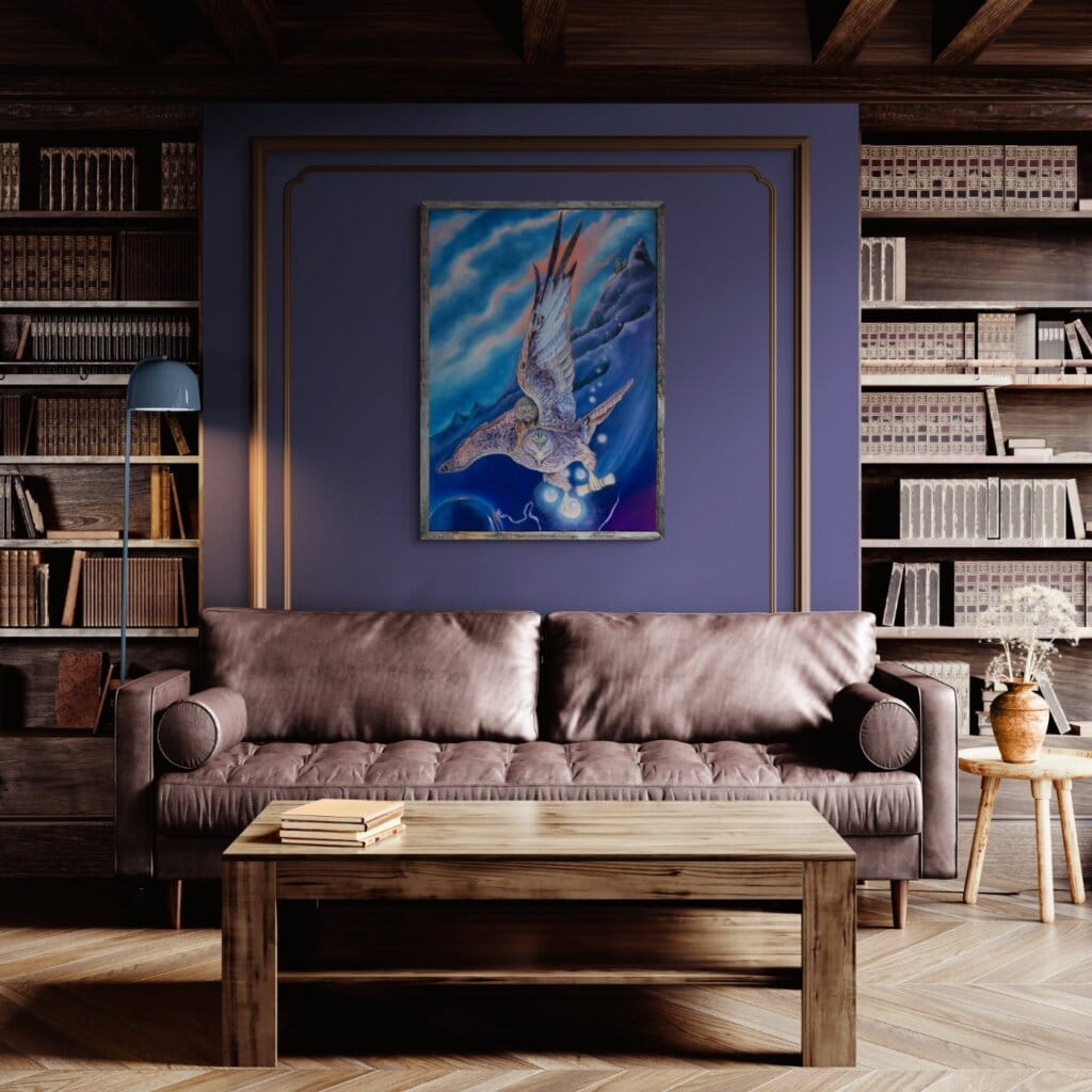 Midnight Messenger, painted by renowned UK fantasy artist Ann Richmond, is an ethereal and inspirational piece of fantasy art featuring a red kite and hedgehog on a mission... Part of the Otherwurlde Collection—and created in collaboration with writer Gary Hyland—the piece transports viewers into a magical realm where armoured animals and evocative narratives come to life. Offered as affordable art with story, collectors can choose between the original artwork and an exclusive range of fine-art prints. Discover the enchantment at Otherwurlde.com.