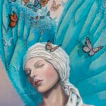 Ascension, the final painting in Ann Richmond's From Whispers to Wings triptych, captures the transformative moment of full acceptance as the young woman’s blue butterfly transforms into ethereal wings. Surrounded by a vibrant assembly of monarchs, she emerges with a sense of clarity, embodying her chosen path within Otherwurlde’s mythical setting. Part of the Otherwurlde Collection, this fantasy art limited edition piece—conceived by renowned UK fantasy artist Ann Richmond and writer Gary Hyland—transports viewers into a magical realm where armoured animals and evocative narratives come to life. Offered as affordable art with story, collectors can choose between the original artwork and an exclusive range of fine-art prints. Discover the enchantment at Otherwurlde.com.