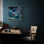 All That Glitters..., painted by renowned UK fantasy artist Ann Richmond, is a stunning and evocative piece of fantasy art featuring an otter in pursuit of golden carp, blissfully unaware of the 'real' treasure that lies forgotten below. Part of the Otherwurlde Collection—and created in collaboration with writer Gary Hyland—the piece transports viewers into a magical realm where armoured animals and evocative narratives come to life. Offered as affordable art with story, collectors can choose between the original artwork and an exclusive range of fine-art prints. Discover the enchantment at Otherwurlde.com.