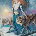 The Promise of Spring..., painted by renowned UK fantasy artist Ann Richmond, is a stunning and evocative piece of fantasy art featuring a mystical dryad and a company of wolves, as they walk from winter into spring. Part of the Otherwurlde Collection—and created in collaboration with writer Gary Hyland—the piece transports viewers into a magical realm where armoured animals and evocative narratives come to life. Offered as affordable art with story, collectors can choose between the original artwork and an exclusive range of fine-art prints. Discover the enchantment at Otherwurlde.com.