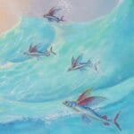 Follow the Leader?, painted by renowned UK fantasy artist Ann Richmond, is a provocative and stunning piece of fantasy art featuring a happy Indian elephant swimming towards shore whilst followed by a mixed shoal of tropical fish. Part of the Otherwurlde Collection—and created in collaboration with writer Gary Hyland—the piece transports viewers into a magical realm where armoured animals and evocative narratives come to life. Offered as affordable art with story, collectors can choose between the original artwork and an exclusive range of fine-art prints. Discover the enchantment at Otherwurlde.com.