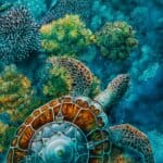 Steady As We Go... painted by renowned UK fantasy artist Ann Richmond, features a Green Sea Turtle as it 'flies' over a submerged cliff, in good company. In a scene rich with symbolism and emotion, it reinforces the notion that we're never alone; that any difficulty can be shared. Part of the Otherwurlde Collection—and created in collaboration with writer Gary Hyland—the piece transports viewers into a magical realm where armoured animals and evocative narratives come to life. Offered as affordable art with story, collectors can choose between the original artwork and an exclusive range of fine-art prints. Discover the enchantment at Otherwurlde.com.