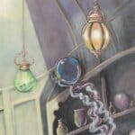 Ravensong… painted by UK fantasy artist Ann Richmond, presents a striking raven at rest within the scribing hall of the Otherwurlde. Usually intent on engraving guidance upon the legendary Pearls of Wisdom, here it pauses—head cocked, beak poised—as though weighing what the next rune should reveal. A golden shaft of light illuminates the shelves and urns around it, symbols of the knowledge entrusted to this enigmatic guardian. The painting reflects an old truth: a bird does not sing because it has an answer, but because it has a song. In this moment of stillness, the raven’s presence suggests that wisdom lies not in final answers, but in the ongoing song itself—the search, the patience, the story unfolding. Part of the Otherwurlde Collection—created in collaboration with writer Gary Hyland—Ravensong invites collectors into a world where armoured animals and hidden narratives converge. Available as the original artwork and in a limited range of fine-art prints. Discover more at Otherwurlde.com.