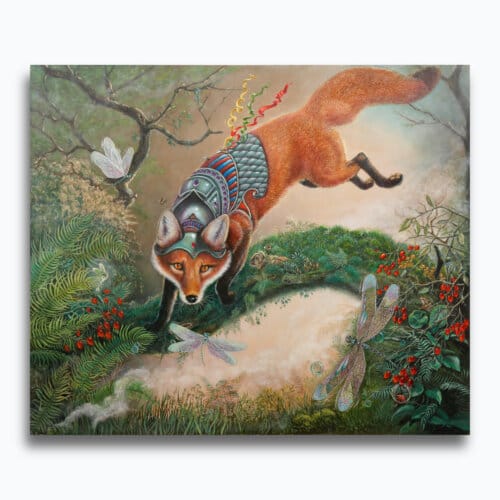 Prime Time... by Ann Richmond, follows a young fox as it encounters newly emerged dragonflies — a fleeting, magical moment that quietly explores time, transformation, and the idea that life is not measured by length, but by intensity. Part of the Otherwurlde Collection—created in collaboration with writer Gary Hyland—Ravensong invites collectors into a world where armoured animals and hidden narratives converge. Available as the original artwork and in a limited range of fine-art prints. Discover more at Otherwurlde.com.