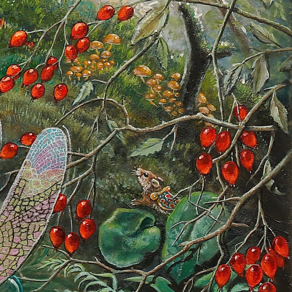 Prime Time... by Ann Richmond, follows a young fox as it encounters newly emerged dragonflies — a fleeting, magical moment that quietly explores time, transformation, and the idea that life is not measured by length, but by intensity. Part of the Otherwurlde Collection—created in collaboration with writer Gary Hyland—Ravensong invites collectors into a world where armoured animals and hidden narratives converge. Available as the original artwork and in a limited range of fine-art prints. Discover more at Otherwurlde.com.