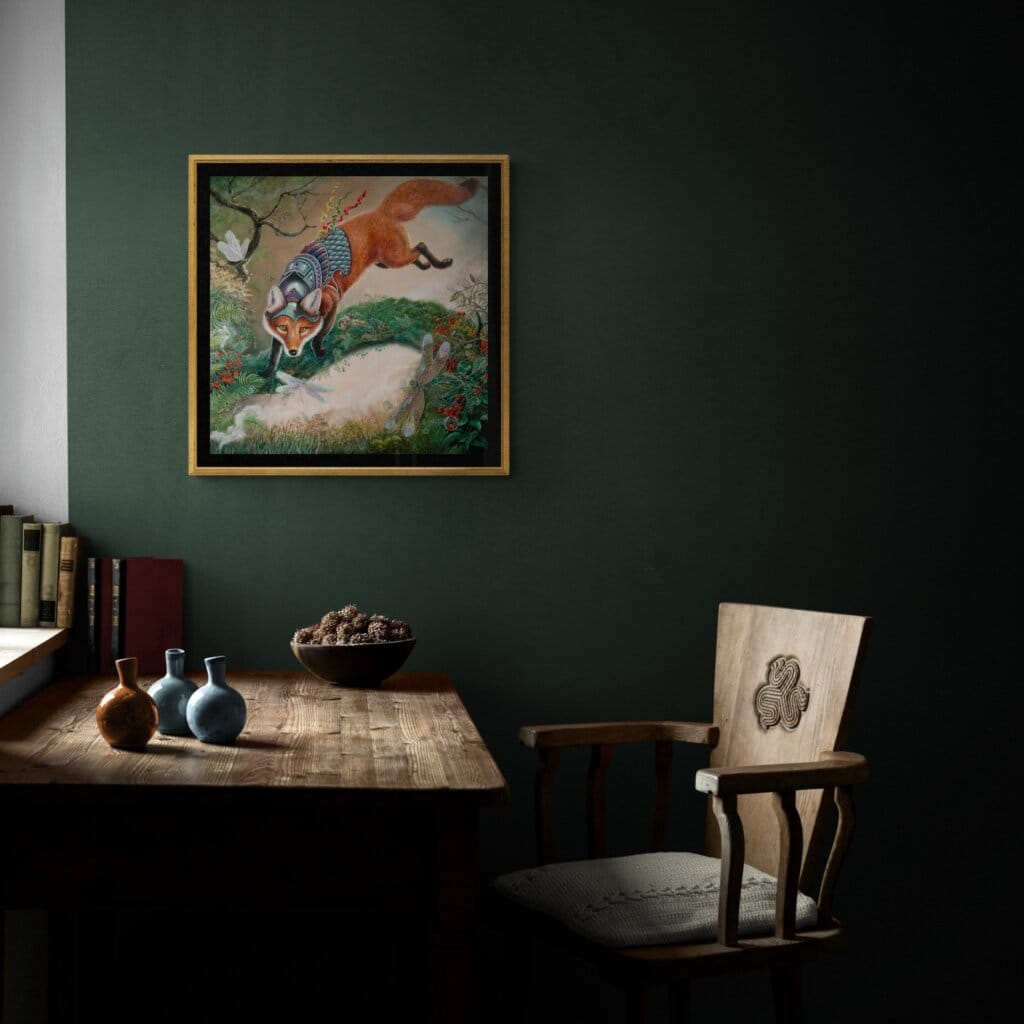 Prime Time... by Ann Richmond, follows a young fox as it encounters newly emerged dragonflies — a fleeting, magical moment that quietly explores time, transformation, and the idea that life is not measured by length, but by intensity. Part of the Otherwurlde Collection—created in collaboration with writer Gary Hyland—Ravensong invites collectors into a world where armoured animals and hidden narratives converge. Available as the original artwork and in a limited range of fine-art prints. Discover more at Otherwurlde.com.