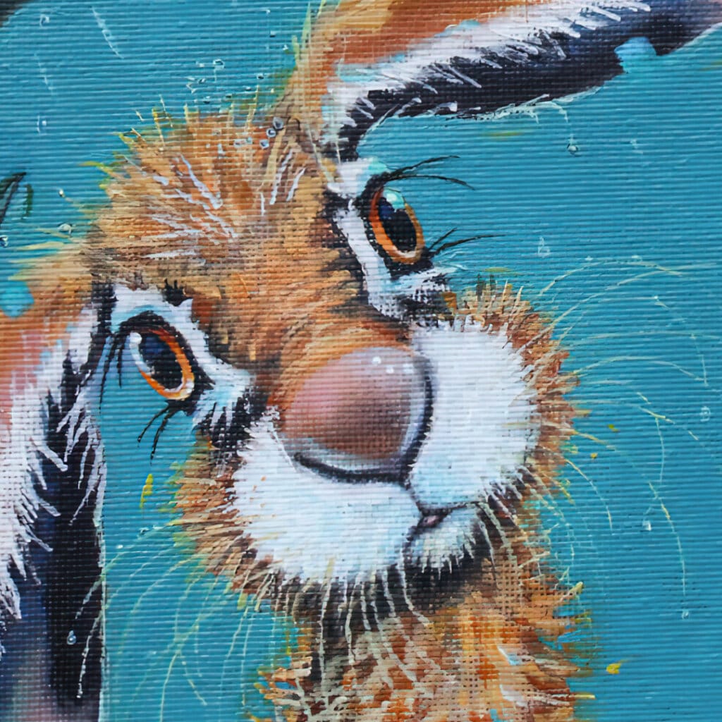 'Bad Hare Day…' is a whimsical study of a young hare sheltering beneath a leaf in a rainstorm — blissfully unaware that it’s dripping more water than it’s stopping. Raindrops splash and scatter across his fur in a scene full of humour, charm, and countryside mischief. A scene full of mischief, warmth, and woodland charm Painted by renowned UK wildlife artist Ann Richmond, the artwork comes alive with vibrant brush strokes over a richly textured canvas, capturing the delicate interplay of nature in a moment of quiet wonder. Each piece in The Wylde Ones is rendered in Richmond’s fresh, energetic, and gestural new style—a deliberate departure from her works in The Otherwurlde Collection. The backgrounds are carefully matched to hues from a heritage palette we affectionately call “Barrow & Fall”; complementing these striking and distinctive portrayals of British wildlife. Discover the original works and fine-art prints at Otherwurlde.com.