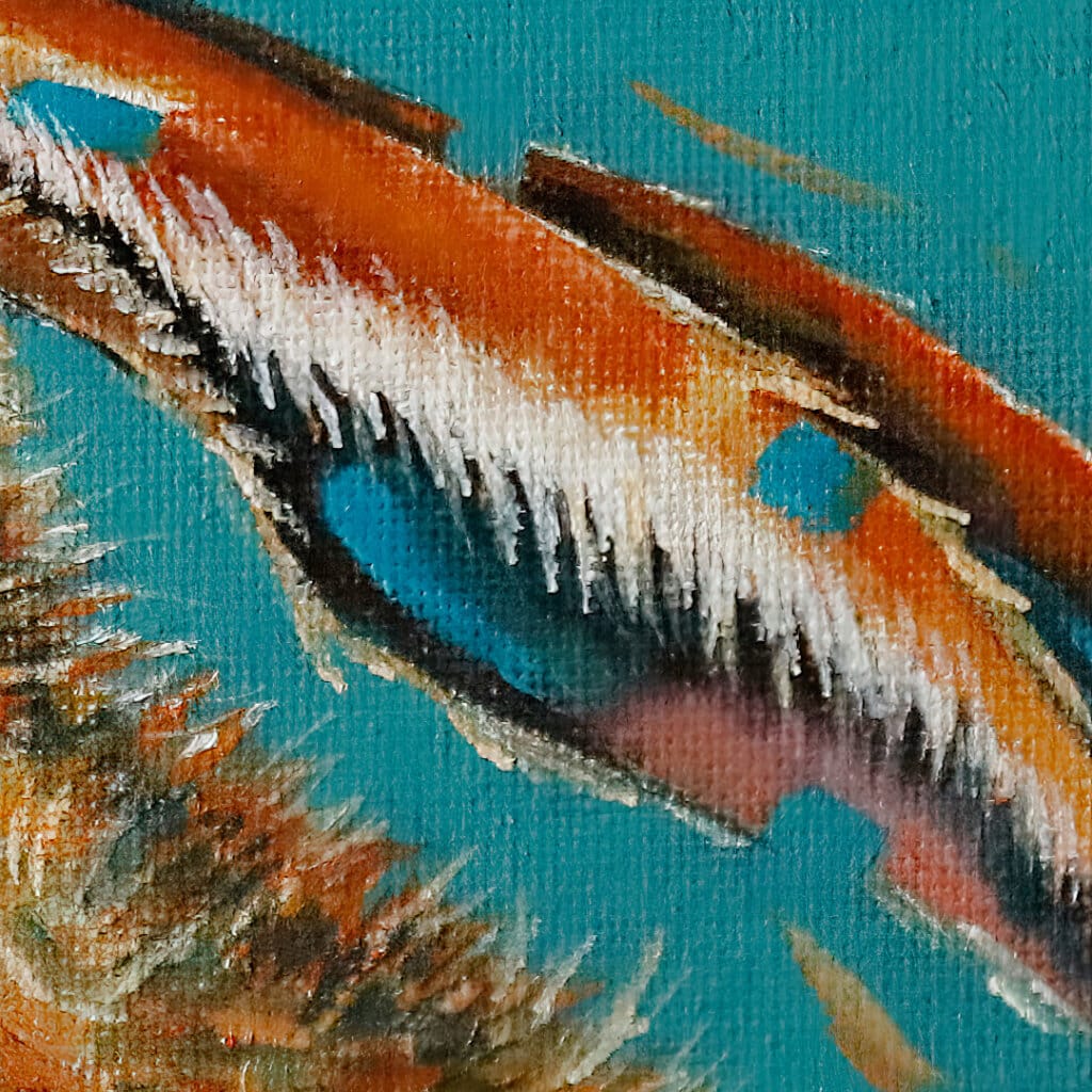 “Moongazing…” captures a quietly evocative moment as a hare stretches its neck, transfixed by the glow of a full moon. A pale moth drifts past its nose, unnoticed, as the hardy creature remains utterly absorbed in the mystery of the night sky. Painted by renowned UK wildlife artist Ann Richmond, the artwork comes alive with vibrant brush strokes over a richly textured canvas, capturing the delicate interplay of nature in a moment of quiet wonder. Each piece in The Wylde Ones is rendered in Richmond’s fresh, energetic, and gestural new style—a deliberate departure from her works in The Otherwurlde Collection. The backgrounds are carefully matched to hues from a heritage palette we affectionately call “Barrow & Fall”; complementing these striking and distinctive portrayals of British wildlife. Discover the original works and fine-art prints at Otherwurlde.com.