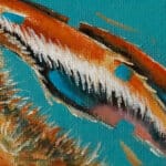 “Moongazing…” captures a quietly evocative moment as a hare stretches its neck, transfixed by the glow of a full moon. A pale moth drifts past its nose, unnoticed, as the hardy creature remains utterly absorbed in the mystery of the night sky. Painted by renowned UK wildlife artist Ann Richmond, the artwork comes alive with vibrant brush strokes over a richly textured canvas, capturing the delicate interplay of nature in a moment of quiet wonder. Each piece in The Wylde Ones is rendered in Richmond’s fresh, energetic, and gestural new style—a deliberate departure from her works in The Otherwurlde Collection. The backgrounds are carefully matched to hues from a heritage palette we affectionately call “Barrow & Fall”; complementing these striking and distinctive portrayals of British wildlife. Discover the original works and fine-art prints at Otherwurlde.com.