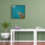 “Moongazing…” captures a quietly evocative moment as a hare stretches its neck, transfixed by the glow of a full moon. A pale moth drifts past its nose, unnoticed, as the hardy creature remains utterly absorbed in the mystery of the night sky. Painted by renowned UK wildlife artist Ann Richmond, the artwork comes alive with vibrant brush strokes over a richly textured canvas, capturing the delicate interplay of nature in a moment of quiet wonder. Each piece in The Wylde Ones is rendered in Richmond’s fresh, energetic, and gestural new style—a deliberate departure from her works in The Otherwurlde Collection. The backgrounds are carefully matched to hues from a heritage palette we affectionately call “Barrow & Fall”; complementing these striking and distinctive portrayals of British wildlife. Discover the original works and fine-art prints at Otherwurlde.com.