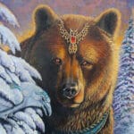 The Quiet Between Worlds, painted by UK fantasy artist Ann Richmond, is a contemplative work depicting two loyal hounds, Teasel and Bracken, alongside a bear, wolf and white raven, all drawn into a moment of rare stillness within the Otherwurlde. Part of the Otherwurlde Collection—and created in collaboration with writer Gary Hyland—this private commission explores themes of pause, presence, and the unseen forces that shape the realm. A one-of-a-kind original, this piece will not be reproduced. Discover more at Otherwurlde.com.