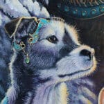 The Quiet Between Worlds, painted by UK fantasy artist Ann Richmond, is a contemplative work depicting two loyal hounds, Teasel and Bracken, alongside a bear, wolf and white raven, all drawn into a moment of rare stillness within the Otherwurlde. Part of the Otherwurlde Collection—and created in collaboration with writer Gary Hyland—this private commission explores themes of pause, presence, and the unseen forces that shape the realm. A one-of-a-kind original, this piece will not be reproduced. Discover more at Otherwurlde.com.