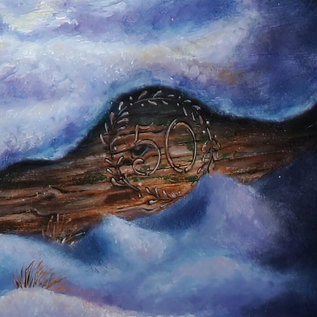 The Quiet Between Worlds, painted by UK fantasy artist Ann Richmond, is a contemplative work depicting two loyal hounds, Teasel and Bracken, alongside a bear, wolf and white raven, all drawn into a moment of rare stillness within the Otherwurlde. Part of the Otherwurlde Collection—and created in collaboration with writer Gary Hyland—this private commission explores themes of pause, presence, and the unseen forces that shape the realm. A one-of-a-kind original, this piece will not be reproduced. Discover more at Otherwurlde.com.