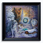 The Quiet Between Worlds, painted by UK fantasy artist Ann Richmond, is a contemplative work depicting two loyal hounds, Teasel and Bracken, alongside a bear, wolf and white raven, all drawn into a moment of rare stillness within the Otherwurlde. Part of the Otherwurlde Collection—and created in collaboration with writer Gary Hyland—this private commission explores themes of pause, presence, and the unseen forces that shape the realm. A one-of-a-kind original, this piece will not be reproduced. Discover more at Otherwurlde.com.